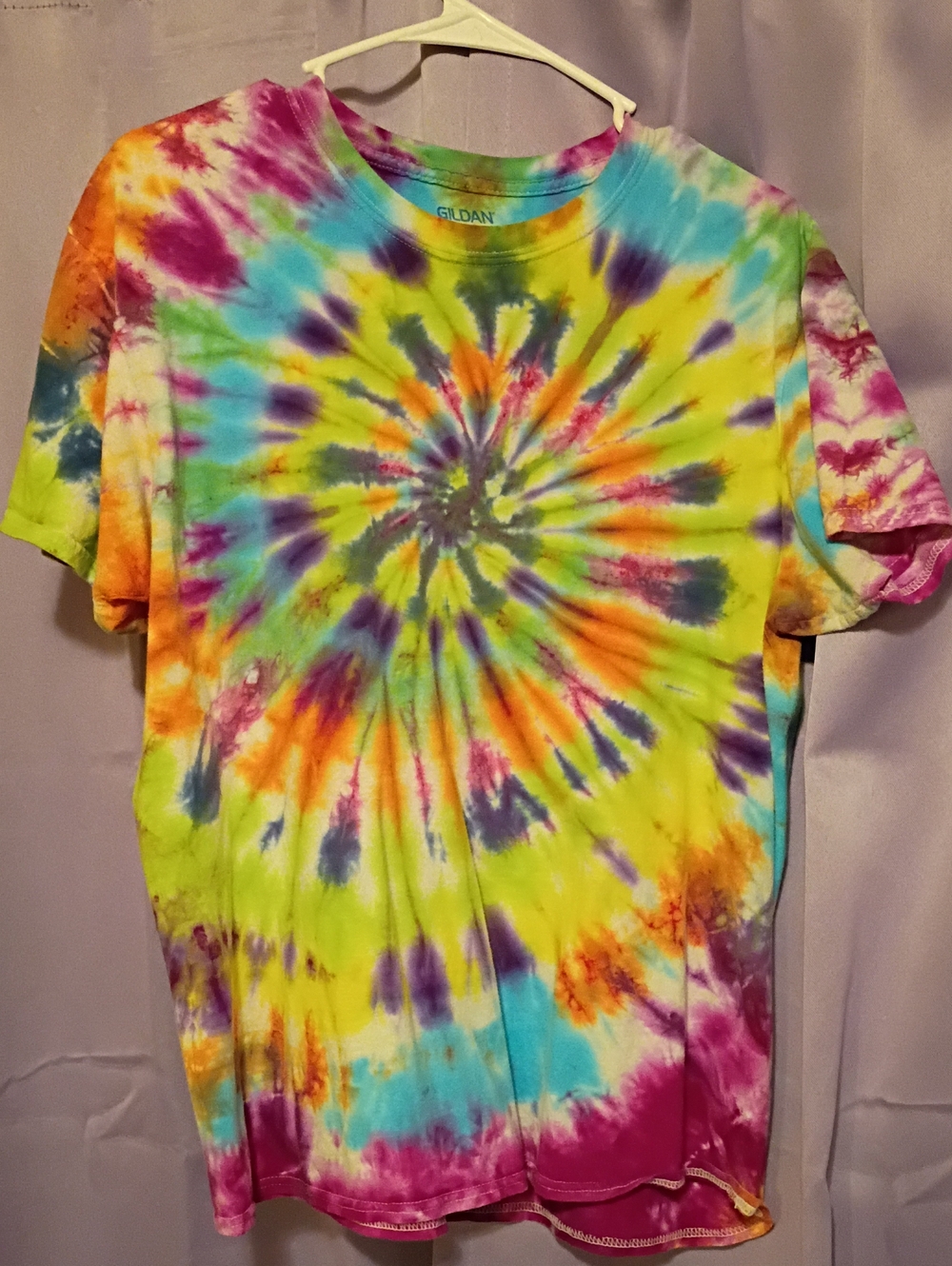 Gildan Tie-Dye Spiral T-Shirt - Yellow, Purple, Blue, Orange, Pink